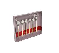 Pintinox Lot de 6 cuillères à café en acier inoxydable sans nickel avec poignées effet bois, couleur bouleau, dimensions : 11,5 cm