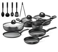 PINTINOX Prima Collection Black Batterie Cuisine 15 Pièces Revêtement Anti-Adhésif 2 Couches Induction