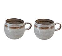 PintoCer - 2 tasses avec poignée, céramique grès, idéal pour café, lait, thé et chocolat, passe au lave-vaisselle et au micro-ondes