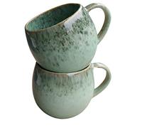 PintoCer - 2 tasses avec poignée, céramique grès, idéal pour café, lait, thé et chocolat, passe au lave-vaisselle et au micro-ondes