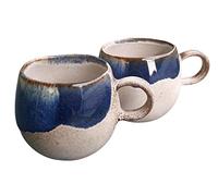 PintoCer - 2 tasses avec poignée, céramique grès, idéal pour café, lait, thé et chocolat, passe au lave-vaisselle et au micro-ondes