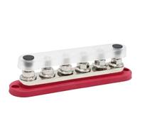 PintoHardware Barre de Bus 300A M10 Positive et Négative 6 Bornes en Acier Inoxydable, Distribution Électrique 48V DC Couvercle de Protection en Polycarbonate pour Bateau Camping-Car Voiture et Camion