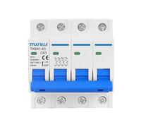 PintoHardware Disjoncteur miniature magnétothermique 4 pôles, C63, 400 V, 6000 A, modèle TXBA1-63, courant différentiel, protection contre les fuites