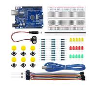PintoHardware Kit démarrage électronique Arduino Uno R3 Compatible, Carte de Développement Électronique avec Breadboard 400 Points, LEDs, Résistances, Câbles Dupont et Boutons pour Débutants et DIY