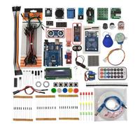 PintoHardware Kit RFID compatible avec Arduino Uno R3, plus de 40 composants, RFID RC522 avec carte et porte-clés, LCD 1602 IIC Capteur ultrasonique HC-SR04 Servo SG90 Moteur pas à pas et boîte de