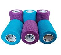 PintoMed - Bandage Cohésif - 3 Bleu + 3 Violet -6 Rouleaux X 7,5 cm X 4,5 m Autoadhésif, Sports Bande, Premiers Secours Adhésif, Vet Wrap