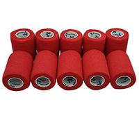 PintoMed Bandage Cohésif - Rouge - 10 Rouleaux x 7,5 cm x 4,5 m adhésif Flexible Bandages, Premiers Secours Sports Wrap Bandage