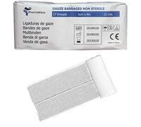 PintoMed bandage en gaze non stérile, ajustables pour plaies, trousses de premiers secours à usage médical - 12 rouleaux de 5 cm, 7,5 cm, 10 cm ou 15 cm (5 cm)