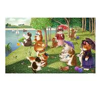 Pintoo Nyangsongi - Puzzle de 1000 pièces pour adultes - Un dimanche après-midi sur l'île de chat Beau puzzle en plastique pour la décoration de la maison zéro poussière stockage facile [H3183]