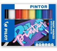 Pintor Creative Lot De 8 Marqueurs Permanents Multi-Surfaces À Base D'eau ¿ Séchage Rapide ¿ Pour Tissus, Verre, Bois, Pierre, Bricoleurs/Artistes Amateurs ¿ Pointe Moyenne ¿ Ensemble Essentiel