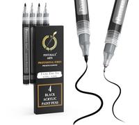 Pinturale Arts Feutre Acrylique Noir | Lot de 4 Feutres Noirs | Marqueur Acrylique Noir à Pointe Fine 0,7mm et Extra Fine 0,5mm | Pour Bois, Verre, Pneu, Pierre