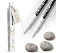 Pinturale Arts Marqueur Acrylique Blanc | Lot de 2 Feutre Acrylique Blanc Pointe Fine 0,7mm | Pour Bois, Verre, Pneu, Pierre