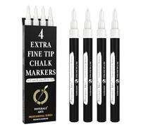Pinturale Arts Set 4 Feutre Blanc Effacable Pour Tableau Noir | Pointe Extra Fine 0,7mm | Feutre Craie Effacable Tableau Noir | Stylo Craie Blanc Pour Vetre, Virre, Ardoise