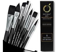 Pinturale Pinceaux Aquarelle Professionnel | Black Séries | Set de 8 Pinceau Aquarelle | Grande Absorption et Contrôle de l'eau pour Un Débit Constant | Pinceaux Peinture pour Artistes