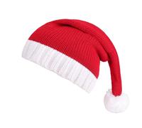 PINTUTU Cadeau De Noël Chapeau Père Noël Tricoté Rouge Blanc, Chapeau de Noël pour Adultes Enfants, Accessoire de Fête de Noël, de Vacances de Noël