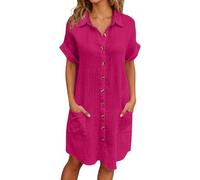 PINTUTU Chemises de Nuit Femme Coton Bouton Robe de Nuit Sexy Nuisette Ouvert Devant Sexy Maternité Allaitement Manche Courte T Shirt de Nuit Pyjama Vêtements de Nuit Casual Col V Top Confortable