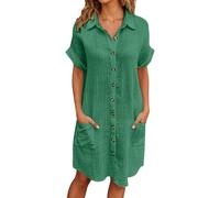 PINTUTU Chemises de Nuit Femme Coton Bouton Robe de Nuit Sexy Nuisette Ouvert Devant Sexy Maternité Allaitement Manche Courte T Shirt de Nuit Pyjama Vêtements de Nuit Casual Col V Top Confortable