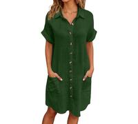 PINTUTU Chemises de Nuit Femme Coton Bouton Robe de Nuit Sexy Nuisette Ouvert Devant Sexy Maternité Allaitement Manche Courte T Shirt de Nuit Pyjama Vêtements de Nuit Casual Col V Top Confortable