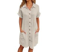 PINTUTU Chemises de Nuit Femme Coton Bouton Robe de Nuit Sexy Nuisette Ouvert Devant Sexy Maternité Allaitement Manche Courte T Shirt de Nuit Pyjama Vêtements de Nuit Casual Col V Top Confortable