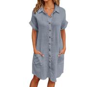 PINTUTU Chemises de Nuit Femme Coton Bouton Robe de Nuit Sexy Nuisette Ouvert Devant Sexy Maternité Allaitement Manche Courte T Shirt de Nuit Pyjama Vêtements de Nuit Casual Col V Top Confortable