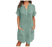 PINTUTU Chemises de Nuit Femme Coton Bouton Robe de Nuit Sexy Nuisette Ouvert Devant Sexy Maternité Allaitement Manche Courte T Shirt de Nuit Pyjama Vêtements de Nuit Casual Col V Top Confortable