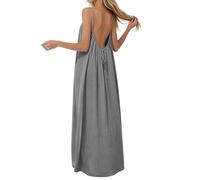 PINTUTU Newly Upgraded Backless Casual Dress - Women's Casual Sleeveless Camisole Loungewear, Made of New Bamboo Cotton-Linen Fabric, Soft and Loose, Perfect for Summer Beach Vacations.