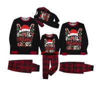 PINTUTU Pijamas de Noël en Famille, Ensembles Pyjama Festifs en Tissu Doux avec Motifs de Noël Colorés, Disponibles en Tailles Adéquates pour Parents et Enfants, Parfaits pour Les Fêtes de Noël Femme