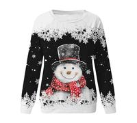 PINTUTU Pull De Noel Femme Pull Noel Rigolo Femme Pull Noël Femme Drole Ugly Christmas Jumper de Noel Col Rond Moches Pullover Imprimé Manches Longues Chemisier T-Shirt De NoëL pour Femmes