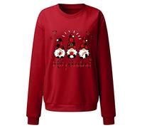 PINTUTU Pull De Noel Femme Pull Noel Rigolo Femme Pull Noël Femme Drole Ugly Christmas Jumper de Noel Col Rond Moches Pullover Imprimé Manches Longues Chemisier T-Shirt De NoëL pour Femmes