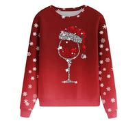 PINTUTU Pull De Noel Femme Pull Noel Rigolo Femme Pull Noël Femme Drole Ugly Christmas Jumper de Noel Col Rond Moches Pullover Imprimé Manches Longues Chemisier T-Shirt De NoëL pour Femmes