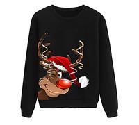 PINTUTU Pull De Noel Femme Pull Noel Rigolo Femme Pull Noël Femme Drole Ugly Christmas Jumper de Noel Col Rond Moches Pullover Imprimé Manches Longues Chemisier T-Shirt De NoëL pour Femmes