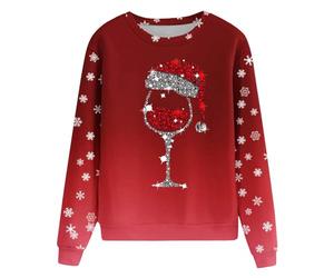 PINTUTU Pull De Noel Femme Pull Noel Rigolo Femme Pull Noël Femme Drole Ugly Christmas Jumper de Noel Col Rond Moches Pullover Imprimé Manches Longues Chemisier T-Shirt De NoëL pour Femmes