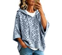 PINTUTU Pull Oversize Rayé Femme Col V Leopard Sweater Femme Pulls Grosse Maille Pullover Chandail Femme Gros Pull Tunique Tricot Ample Large Femme Hiver Pull-Over Torsade Tricoté Grande Taille Chaud
