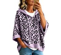 PINTUTU Pull Oversize Rayé Femme Col V Leopard Sweater Femme Pulls Grosse Maille Pullover Chandail Femme Gros Pull Tunique Tricot Ample Large Femme Hiver Pull-Over Torsade Tricoté Grande Taille Chaud