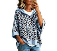 PINTUTU Pull Oversize Rayé Femme Col V Leopard Sweater Femme Pulls Grosse Maille Pullover Chandail Femme Gros Pull Tunique Tricot Ample Large Femme Hiver Pull-Over Torsade Tricoté Grande Taille Chaud