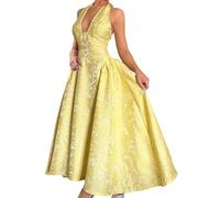 PINTUTU Robe de soirée rétro Tendance pour Femme, ornée de Fleurs en Relief en Relief 3D, col en V, sans Manches, Jupe Ample, Robe de Princesse, idéale pour Les Mariages et Les fêtes.