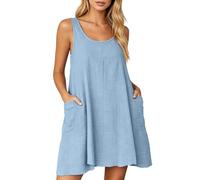 PINTUTU Robe Gilet sans Manches pour Femme, avec Poches, Coupe Courte et Ample, Couleur Unie, Style bohème, Parfaite pour Les fêtes, Les Vacances, la Plage, Les dîners et Les Mariages.