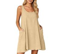 PINTUTU Robe Gilet sans Manches pour Femme, Style décontracté d'été, Poches Patchwork, Robe Gilet, Style bohème, Parfaite pour Les fêtes, Les Vacances, la Plage, Les dîners et Les Mariages.