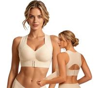 PINTUTU Soutien-Gorge Beige sans Armatures pourfemme, Doux et Respirant, avec Bonnets moulés Non Amovibles, adapté aux séances de Gym et à la Pratique Quotidienne du Yoga.