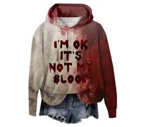 PINTUTU Sweat à Capuche Femme d'halloween Style Horreur avec Imprimé Sanglant et Slogans Fun I'm Fine, Multicolore, Parfait pour Fêtes Thématiques, Soirées Spooki et Ambiance Halloween