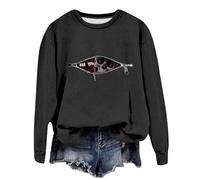 PINTUTU Sweat Femme d'halloween Multicolore avec Imprimé I See You Crâne à Travers Éclair, Coupe Oversize Confortable, Parfait pour Fêtes Thématiques, Soirées Spooki et Ambiance Halloween