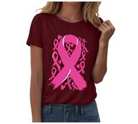 PINTUTU T-Shirt Femme Imprimé Cancer du SeinJe suis Une Guerriere Cancer du Sein Cadeau Octobre Rose T-Shirt T - Shirt À Manches Courtes Casual Breast Cancer