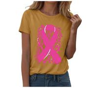 PINTUTU T-Shirt Femme Imprimé Cancer du SeinJe suis Une Guerriere Cancer du Sein Cadeau Octobre Rose T-Shirt T - Shirt À Manches Courtes Casual Breast Cancer