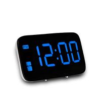 PINUMI Réveil Numérique LED, Horloges de Chevet avec Fonction Snooze, Fonction de Commande Vocale,12 / 24H, Batterie/Alimenté par USB pour Chambre à Coucher,Bureau ( Bleu)