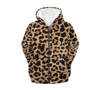 PinUp Angel Joli sweat à capuche graphique fille garçon fermeture éclair intégrale sweat à capuche confortable pour enfants veste zippée à manches longues avec poches, Léopard marron guépard, 8-10 ans