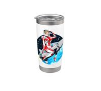PinUp Girl Astronaute chevauchant une fusée dans l'espace Gobelet isotherme en acier inoxydable double paroi