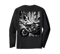 Pinup Girl T-Shirt pour Homme Sexy avec imprimé Dos Moto Manche Longue