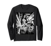 Pinup Girls & Exotic Cars Tee - Sexy Bikini Girl & Car B & W Manche Longue