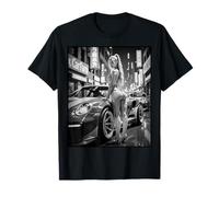 Pinup Girls & Exotic Cars Tee - Sexy Girl & Exotic Car B & W T-Shirt