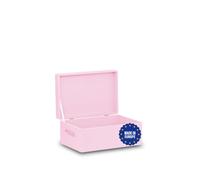 Pinus Caisse en Bois avec Couvercle 30x20x13,5 cm avec Poignées Rose | Bois de pin et contreplaqué, anti-poussière, pour photos déco loisirs créatifs, empilable, rangement robuste